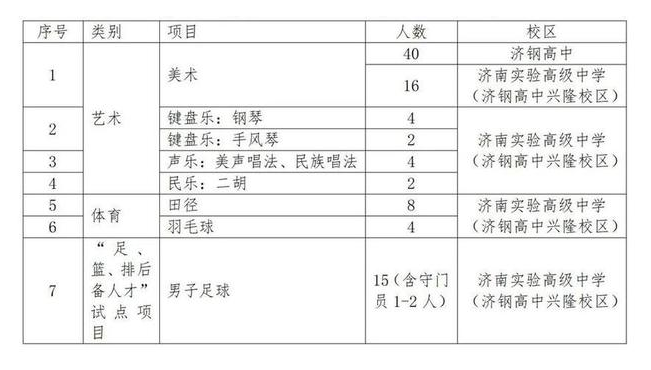 山东省济钢高级中学艺体特长生招生计划 山东省济钢高级中学艺体特长生招生计划