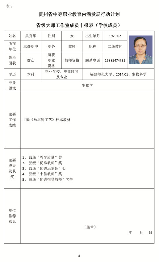 三都水族自治县民族中等职业学校吴秀华